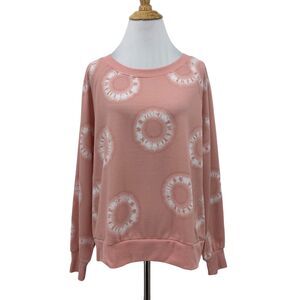 Splendid Tie Dye Donuts Sweater Womens S Small Pink Dropped Shoulder Lightweight